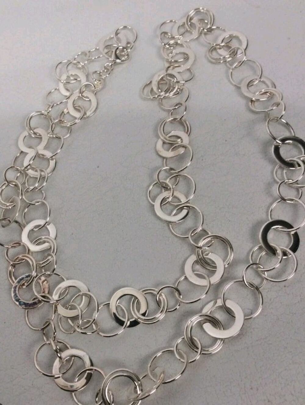 Chateau D’ Argent Canada Modernist Sterling Silver 925 Hoop Chain Necklace 24"